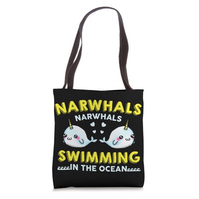 Narwhals Swimming in the ocean cute wale design Tote Bag