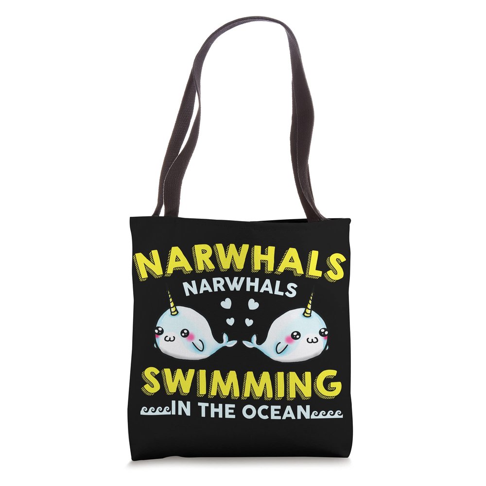 Narwhals Swimming in the ocean cute wale design Tote Bag