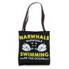 Narwhals Swimming in the ocean cute wale design Tote Bag view 1