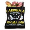 Narwhals Swimming in the ocean cute wale design Tote Bag view 4