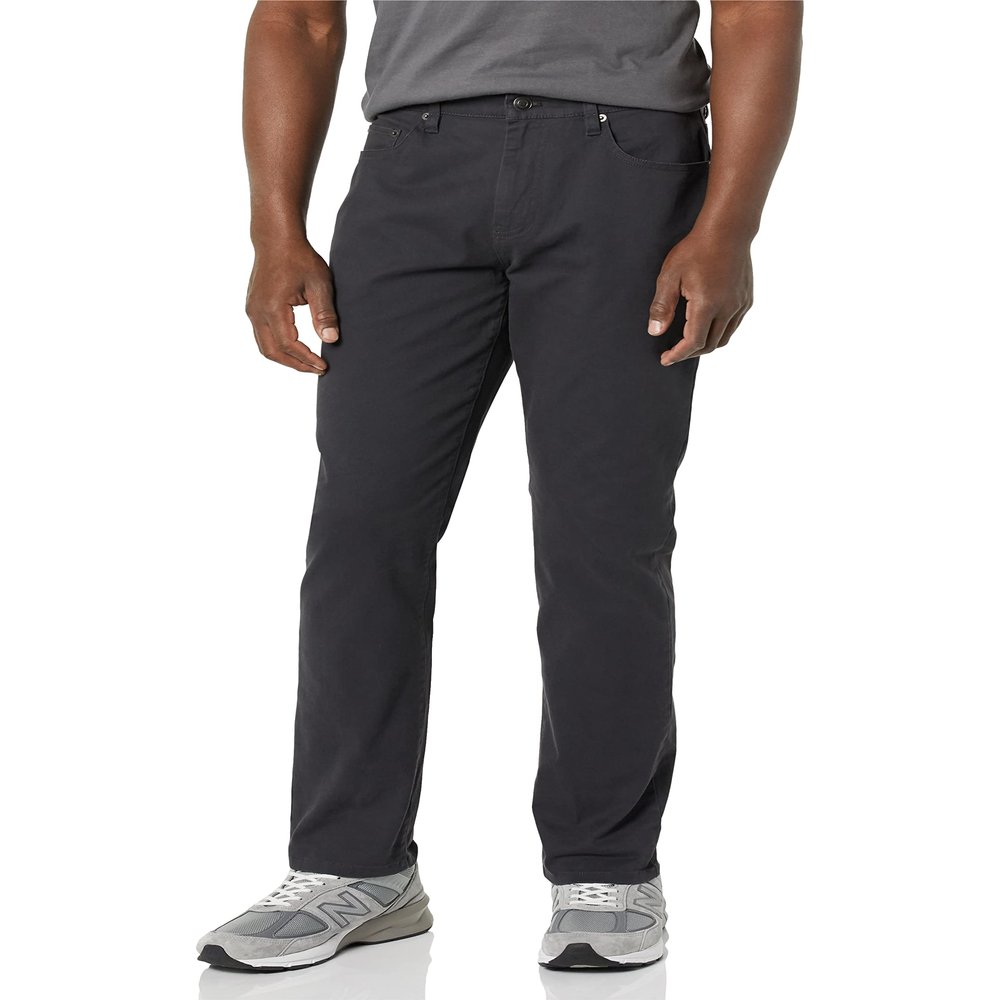 Amazon Essentials Men's Pants, Athletic-Fit, 5-Pocket Stretch, Twill Work, Big & Tall, Washed Black, 36W x 32L