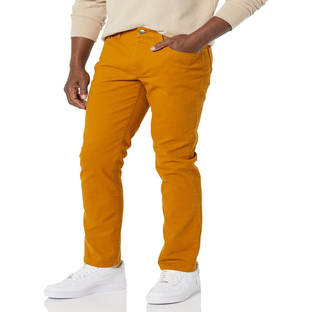 Amazon Essentials Men's 5-Pocket Stretch Twill Casual Pants, Gold, 42W x 28L