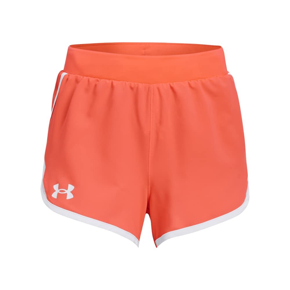Under Armour Girls' Fly by Shorts, Electric Tangerine (824)/White, X-Large