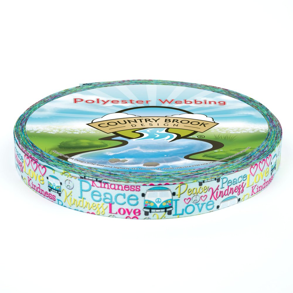 Country Brook Design - Love and Peace Photo Quality Polyester (1 Inch, 20 Yards)
