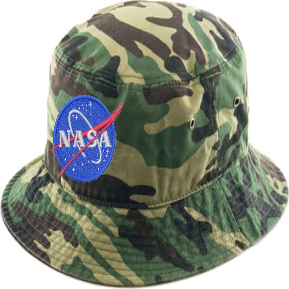 ALLNTRENDS Adult Bucket Hat NASA Embroidered Bucket Cap USA Embroidery Headwear Casual Summer Space Caps (Camo, Large-X-Large)