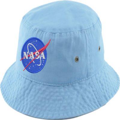 ALLNTRENDS Adult Bucket Hat NASA Embroidered Bucket Cap USA Embroidery Headwear Casual Summer Space Caps (Sky, Small-Medium)