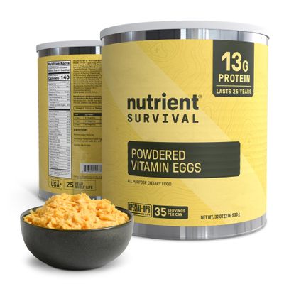 70 Egg Equivalent Nutrient Survival Vitamin Powdered Eggs Blend, Freeze Dried Prepper Supplies & Emergency Food Supply, 33 Essential Nutrients, Gluten Free, Shelf Stable Up to 25 Years Cage Free