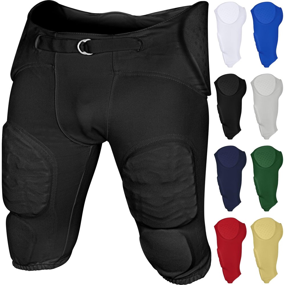 Exxact Sports Proline Youth Integrated Football Pants with 7 Flex Pads, Lightweight Football Practice Pants for Protection (Y2XS, Black)