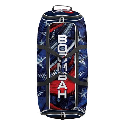 Boombah Brute Rolling Bat Bag 2.0-35" x 15" x 12-1/2" - USA Wave Navy/Red/White - Holds 4 Bats and Room for Gear - Wheeled Bag