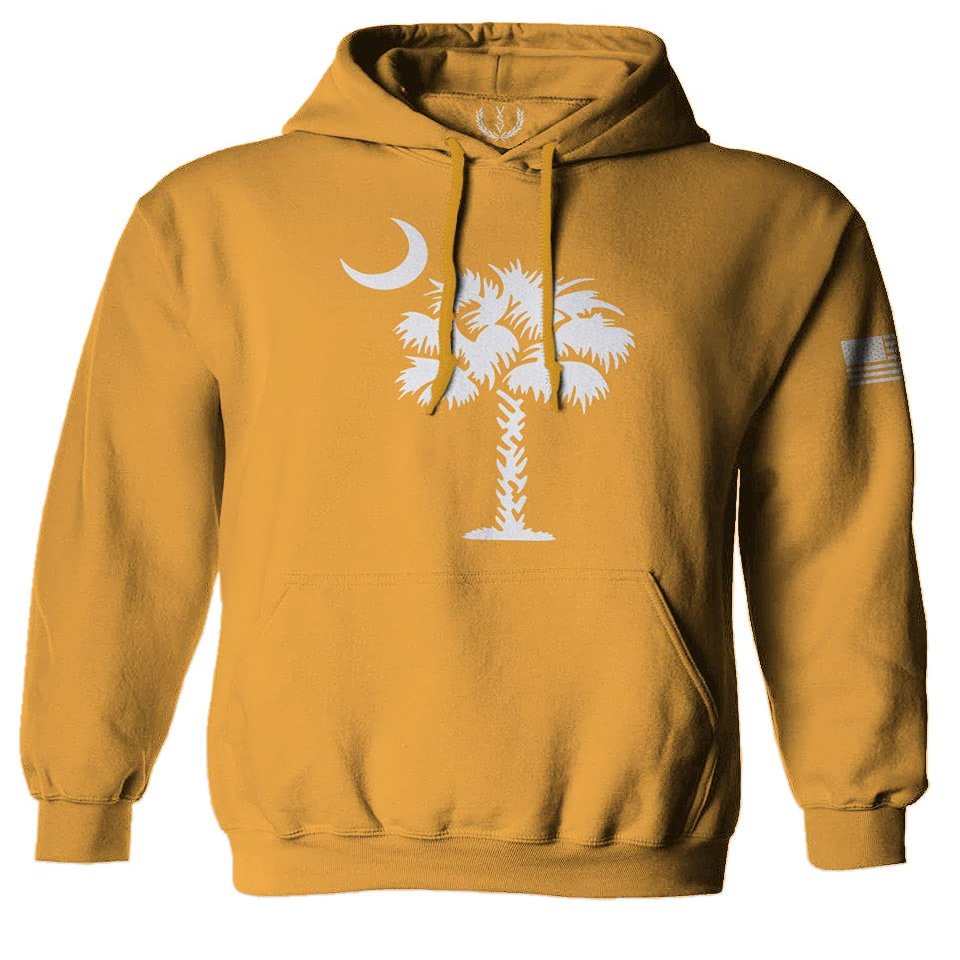 0337. South Carolina State Flag Logo Palmetto Sweatshirt Pullover Hoodie (Gold, Medium)