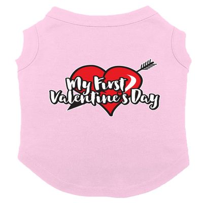 My First Valentine's Day Dog Shirt (Pink, Small)