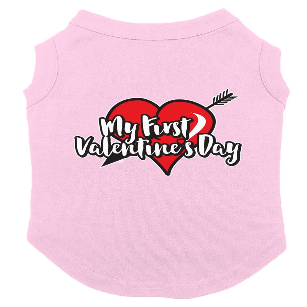 My First Valentine's Day Dog Shirt (Pink, Small)