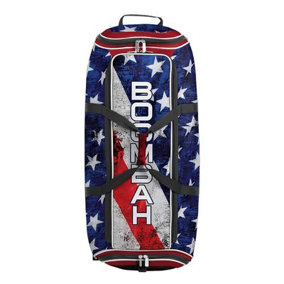 Boombah Brute Rolling Bat Bag 2.0-35" x 15" x 12-1/2" - USA Stars & Stripes Navy/Red/White - Holds 4 Bats and Room for Gear - Wheeled Bag