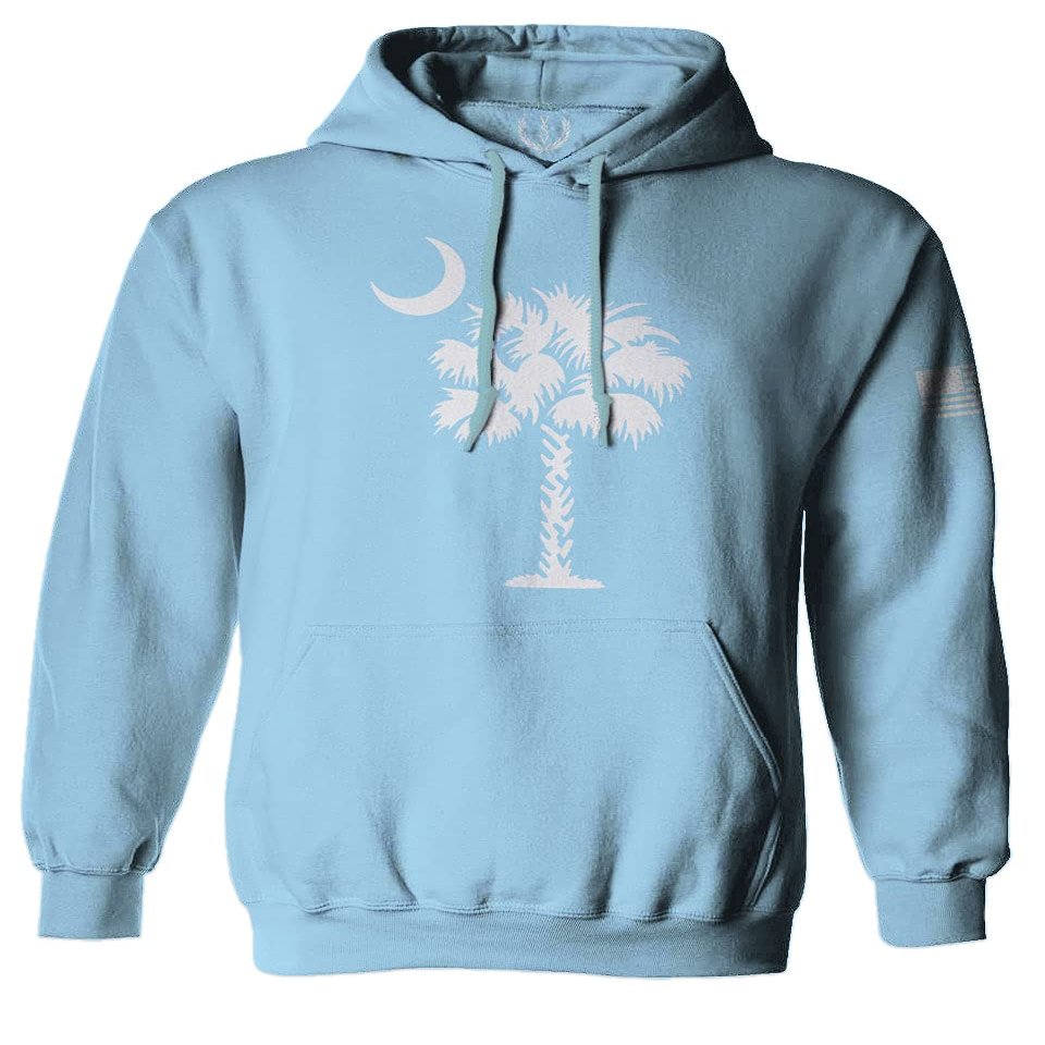 0337. South Carolina State Flag Logo Palmetto Sweatshirt Pullover Hoodie (Light Blue, Medium)