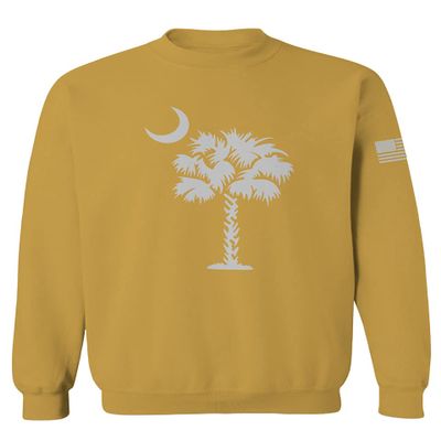 0337. South Carolina State Flag Logo Palmetto Men's Crewneck Sweatshirt (Gold Large)