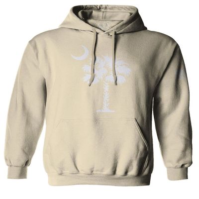 0337. South Carolina State Flag Logo Palmetto Sweatshirt Pullover Hoodie (Beige, Large)