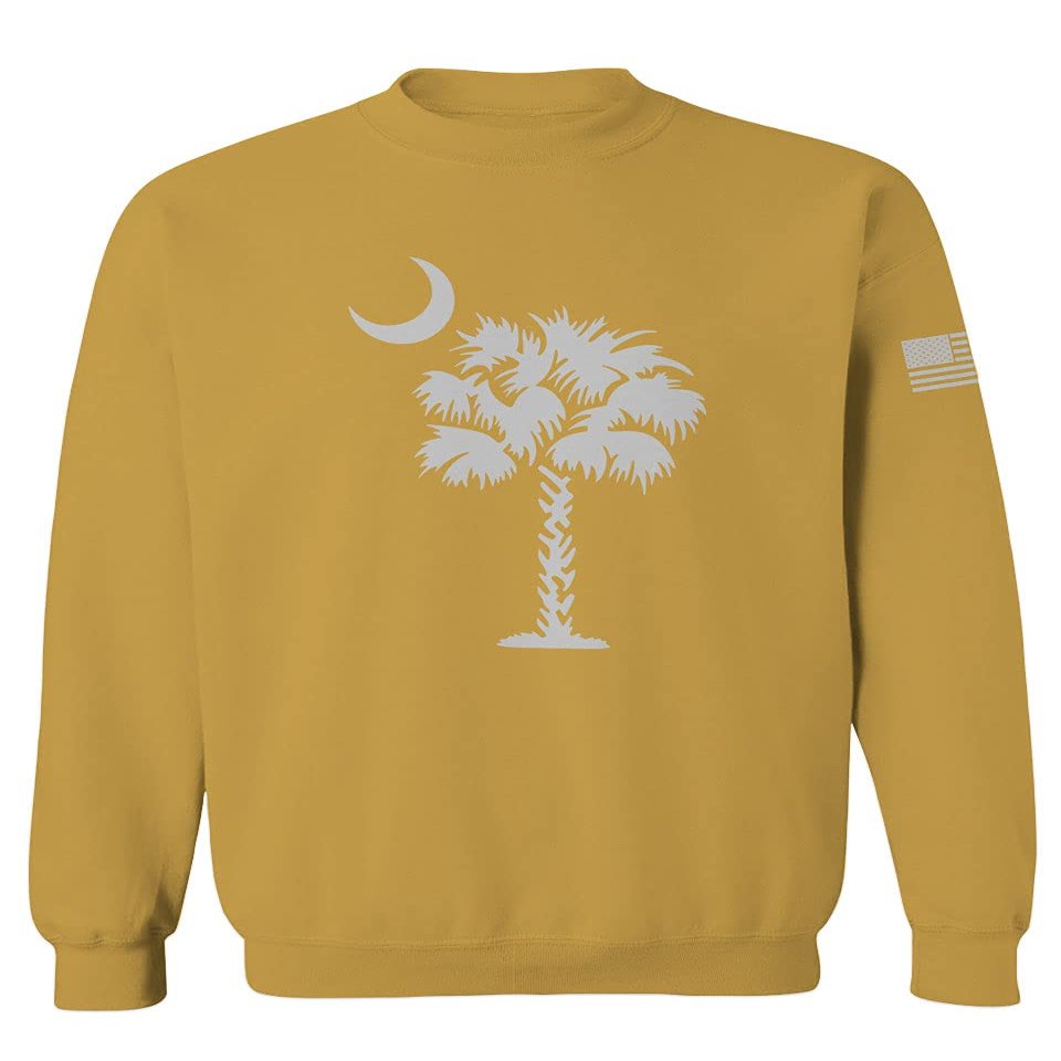 0337. South Carolina State Flag Logo Palmetto Men's Crewneck Sweatshirt (Gold X-Large)