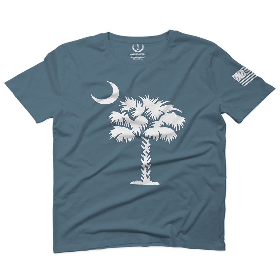 0337. South Carolina State Flag Logo Palmetto for Men T Shirt (Indigo 2X-Large)