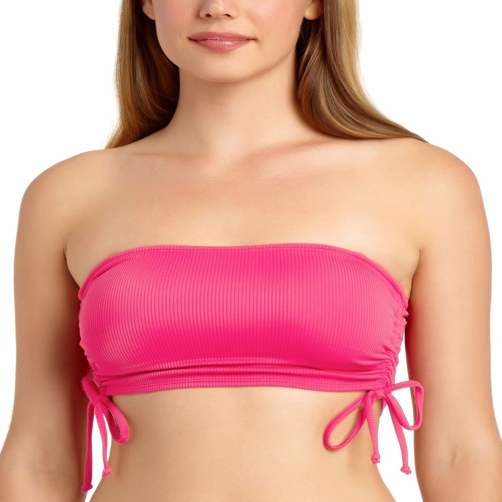 California Waves Womens Strapless Cami Swim Top Separates Pink XS