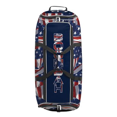 Boombah Brute Rolling Bat Bag 2.0-35" x 15" x 12-1/2" - USA Independence Navy/Red/White - Holds 4 Bats and Room for Gear - Wheeled Bag