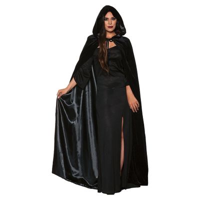 UNDERWRAPS Women's Hooded Halloween Costume Cape with Lining Black