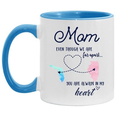 Florida Illinois Gifts Long Distance State Coffee Mug Mothers Day Gifts State to State 11oz Blue mug