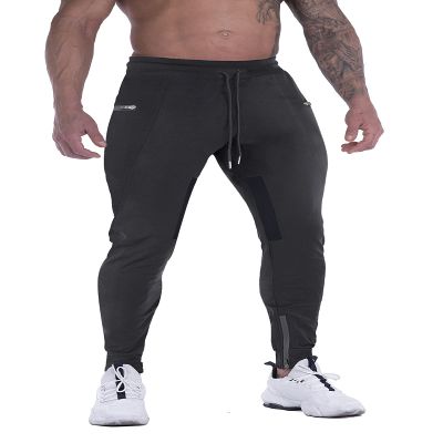 FIRSTGYM Mens Joggers Sweatpants Slim Fit Workout Training Thigh Mesh Gym Jogger Pants with Zipper Pockets Black