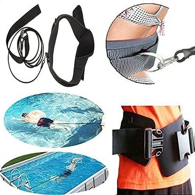 Upgrade Style - Strong Pool Swim Training Leash and Belt - Wide Comfortable Waist, Double Bungee Rope, Metal Buckle