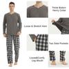LANBAOSI Pajamas for Men Set Long Sleeve Henley Microfleece Shirt Plaid Flannel Pants Comfy Pjs Sleepwear Plush Loungewear view 4