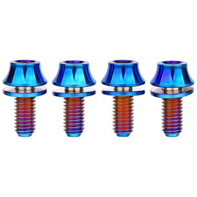 Wanyifa Titanium M5x12mm with Washers Bicycle Water Bottle Cage Hex Bolts Pack of 4 (Burnt Blue)