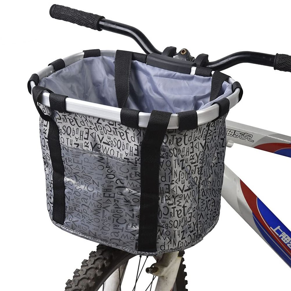 N\U Small Pet Cat Dog Bag Carrier Bicycle Handlebar Front Basket,Bike Basket Folding Detachable Removable Quick Released Picnic Shopping Bag,Max Bearing: 15-22 lbs