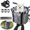 N\U Small Pet Cat Dog Bag Carrier Bicycle Handlebar Front Basket,Bike Basket Folding Detachable Removable Quick Released Picnic Shopping Bag,Max Bearing: 15-22 lbs view 3