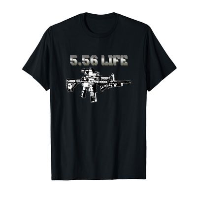 556 Ammo Range 5.56mm Rifle Military T-Shirt, Men, Black, Large
