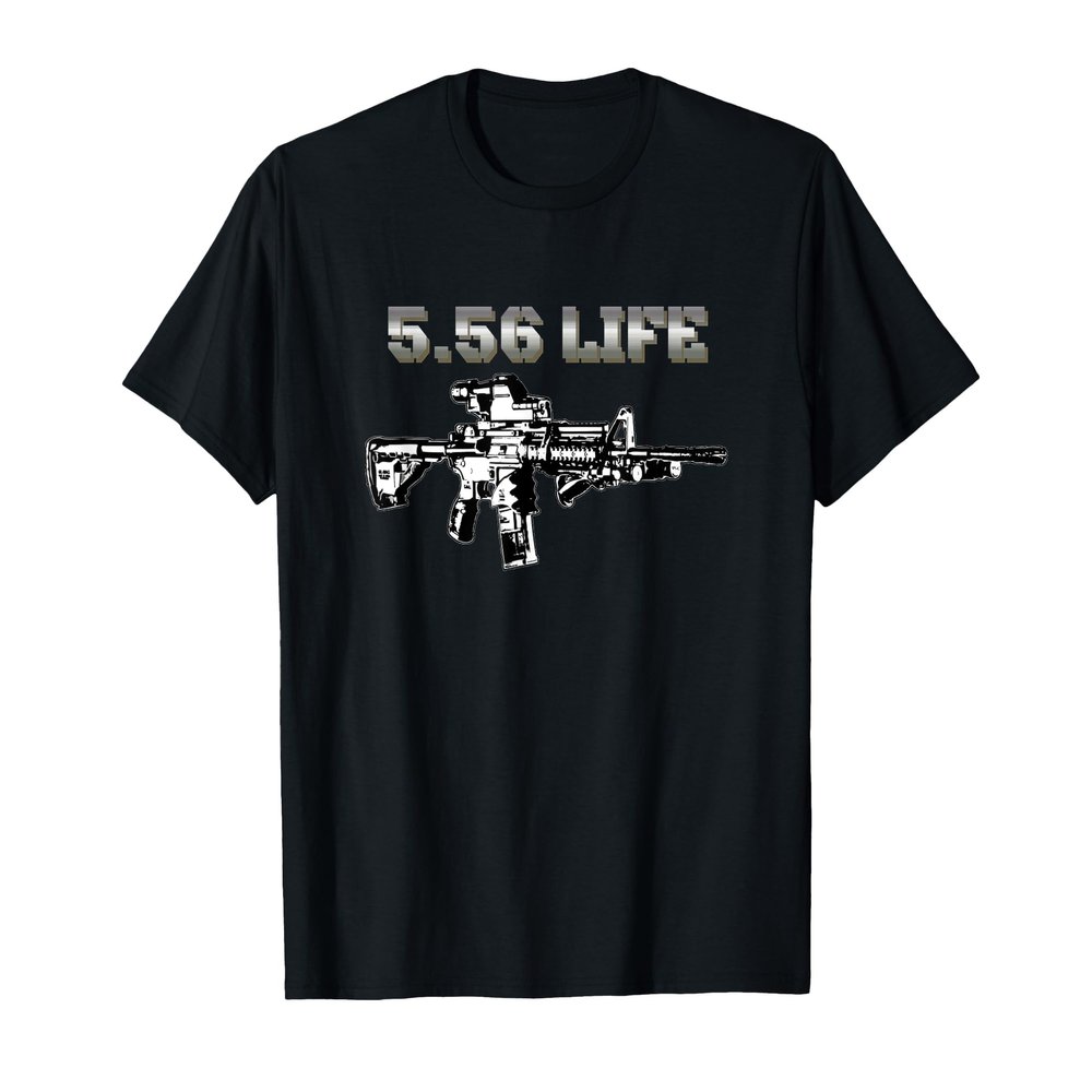 556 Ammo Range 5.56mm Rifle Military T-Shirt, Men, Black, Large
