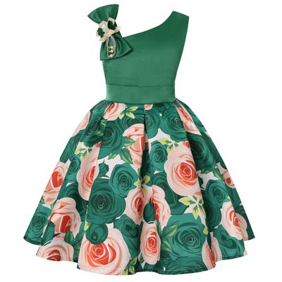 AIMJCHLD Pageant Dresses for Girls Party Birthday First Communion Feast Tutu Ball Gown Flower Dresses Elegant Kids Fall A Line Flower Dress Size 3 4 Years (Green110)