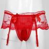 Hularka Men's Sissy Pouch Panties Lace Crossdress Jockstraps Thongs Lingerie Briefs Red&Type A One Size view 3
