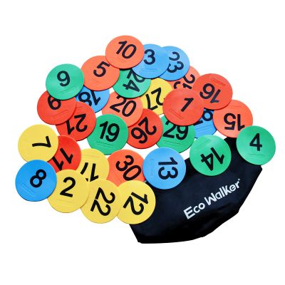 Eco Walker 4inch Mini Floor Spot Markers for Classroom Preschool and Kindergarten (Set of 20pcs) (number 1-30)