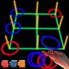 18.2Inch 3-in-1 Glowing Ring Toss Tic Tac Toe Outdoor Game for Adults and Family, Camping Games, 5 Blue Rings & 5 Red Rings view 1