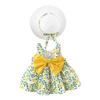 Little Girls Party Summer Tutu Dresses Bowknot Flower Dress with Straw Hat Princess Birthday Party Outfits Sundress Playwear Sandy Beach wear Photo Shoot Suit Green 3-4T view 3