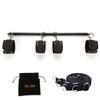 EXREIZST Adjustable Single Pilates Spreader Bar Set with 4 Fur Leather Straps Nylon Belts Expandable Sports Aid Training Fitness Kit, Black and Brown view 2