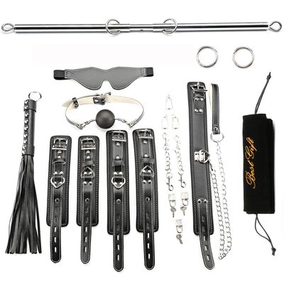 EXREIZST Expandable Spreader Bar Set with Bag and Premium Soft Pad Leather Straps System Set Adjustable Home Yoga Bar Kit, Black
