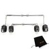 EXREIZST Adjustable 2 Pilates Spreader Bar Set with 4 Premium Soft Pad Leather Straps 2 Chains Expandable Sports Aid Training Fitness Kit, Silver and Black view 1