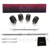 EXREIZST Adjustable 2 Pilates Spreader Bar Set with 4 Premium Soft Pad Leather Straps 2 Chains Expandable Sports Aid Training Fitness Kit, Silver and Black view 2