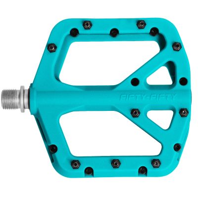 FIFTY-FIFTY Mountain Bike Pedals, Non-Slip MTB Nylon Composite, 9/16" Bicycle Pedals, Lightweight and Wide Flat Platform (Turquoise)