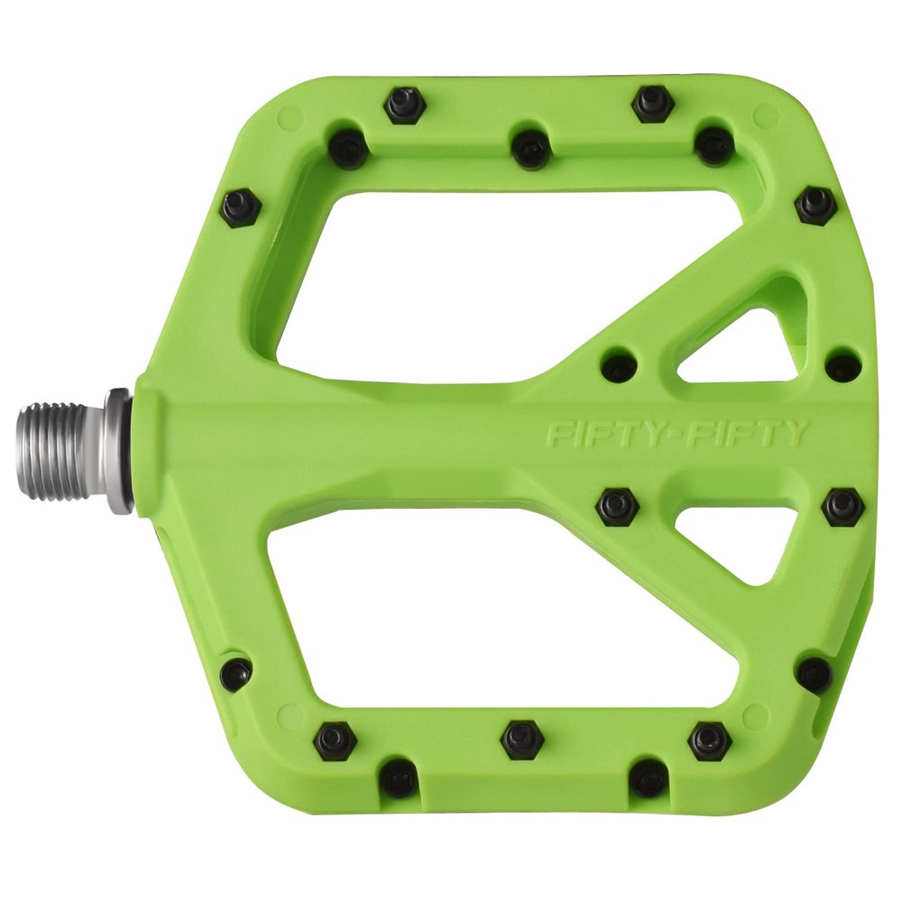 FIFTY-FIFTY Mountain Bike Pedals, Non-Slip MTB Nylon Composite, 9/16" Bicycle Pedals, Lightweight and Wide Flat Platform (Green)