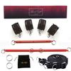 EXREIZST Adjustable 2 Spreader Bar Set with 4 Fur Leather Straps Nylon Bands Expandable Fitness Sports Exercise Training Tool Kit, Red and Brown view 1