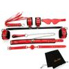 EXREIZST Adjustable Pilates Spreader Bar Set with Premium Soft Pad Leather Straps System Set Expandable Sports Aid Training Fitness Kit, Red view 1