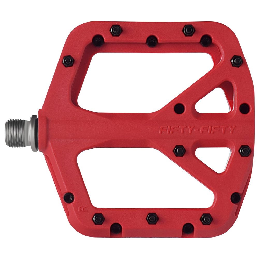 FIFTY-FIFTY Mountain Bike Pedals, Non-Slip MTB Nylon Composite, 9/16" Bicycle Pedals, Lightweight and Wide Flat Platform (Red)