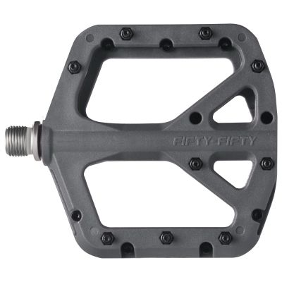 FIFTY-FIFTY Mountain Bike Pedals, Non-Slip MTB Nylon Composite, 9/16" Bicycle Pedals, Lightweight and Wide Flat Platform (Grey)