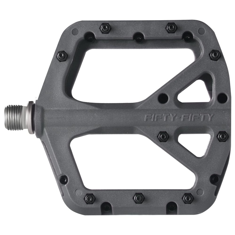 FIFTY-FIFTY Mountain Bike Pedals, Non-Slip MTB Nylon Composite, 9/16" Bicycle Pedals, Lightweight and Wide Flat Platform (Grey)